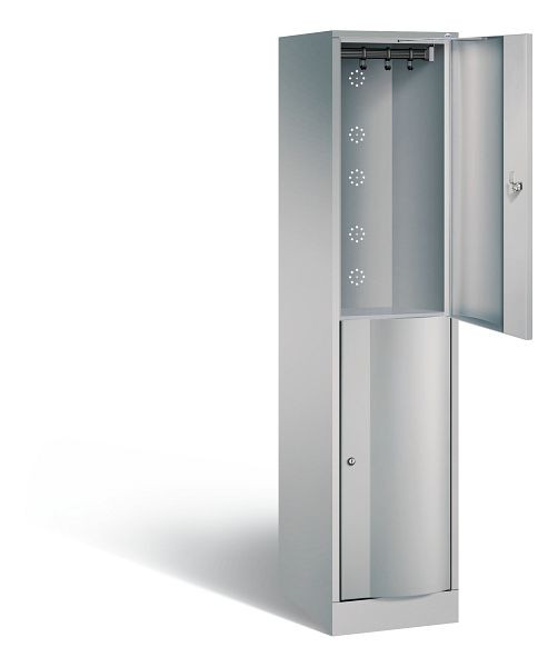 C+P locker dubbellaags Resisto, H1950xB396xD540mm, kleur: wit aluminium, 8270-172 S10046
