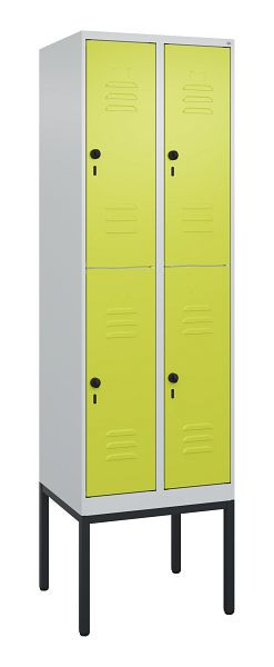 C+P Doppelstöckiger Spind Classic PLUS, Gestell, 2 Abteile, 2120x600x500mm, 7035/0024, Drehriegel, 0803307-20 S10010