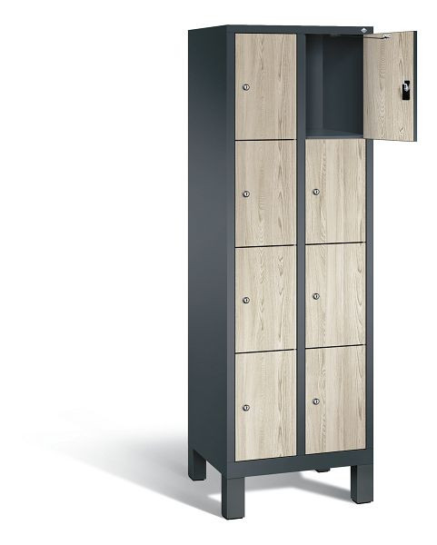 C+P lockerkast Evolo, H1850xB610xD500mm, kleur: antracietgrijs / Sen ash decor, 48010-204 S10198