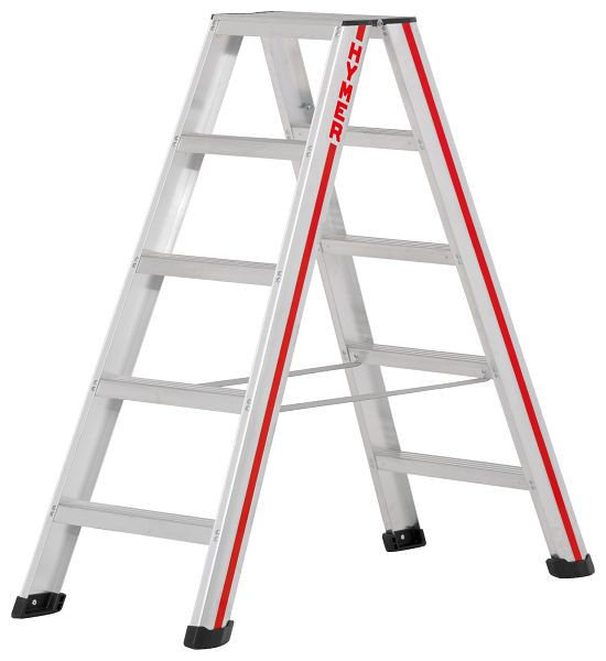 HYMER trap, van beide zijden toegankelijk, 2x5 treden, lengte 1,26 m, stahoogte: 0,67 m, 602410