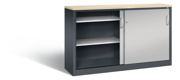 C+P dressoir met schuifdeuren Acurado, H1000xB1600xD400mm, kleur: zwart grijs/wit aluminium, beugelgreep, 2146-00 S10162