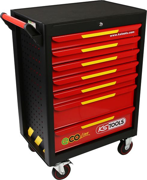 KS Tools ECOline ZWART/ROOD/GEEL werkplaatswagen met 7 laden, 897.1007