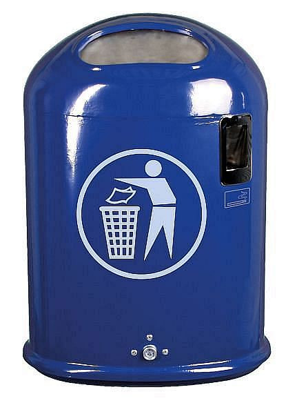 Renner ovale afvalbak, 45 L, met asbak, chroom design, zelfsluitende veerklep in de sleuf, gegalvaniseerd, gecoat, ijzer mica, 7034-10PB DB703