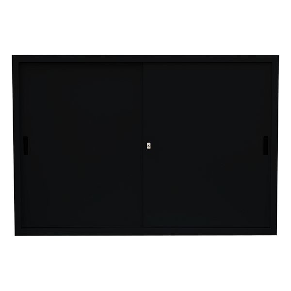 Lüllmann stalen schuifdeurkast, 1090 x 1600 x 450 mm, gitzwart/gitzwart, 550159