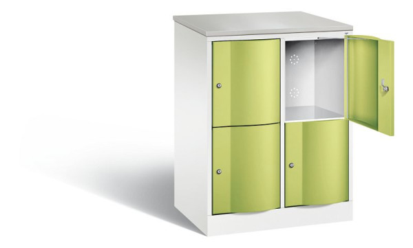 C+P lockerkast Resisto, H1077xB772xD540mm, kleur: verkeerswit / virid green, 8472-272 S10112