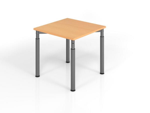 Hammerbacher bureau YS08, 80 x 80 cm, blad: beuken, 25 mm dik, ABS dikke rand, rechthoekige vorm, grafiet, VYS08/6/G