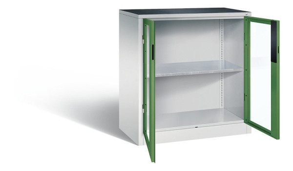 C+P gereedschapskast Acurado, H1000xW930xD500mm, kleur: lichtgrijs / reseda groen, verzonken handgreep, 8821-0552 S10017