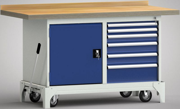 KLW mobiele standaard werkbank - 1500 x 700 x 866 mm L x B x H, WS782N-1500M40-E7040