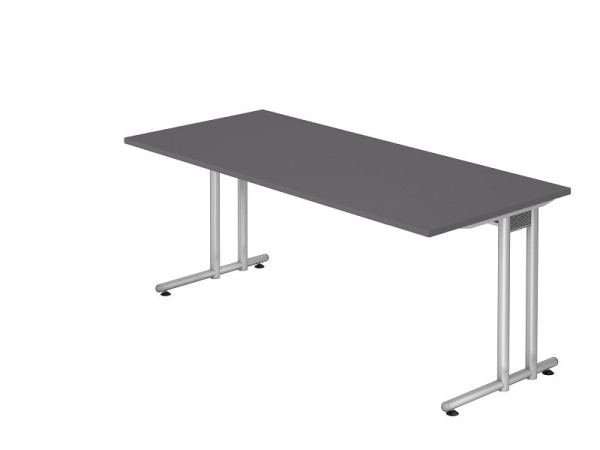 Hammerbacher bureau C-onderstel 180x80cm grafiet/zilver, werkhoogte 72 cm, VNS19/G/S