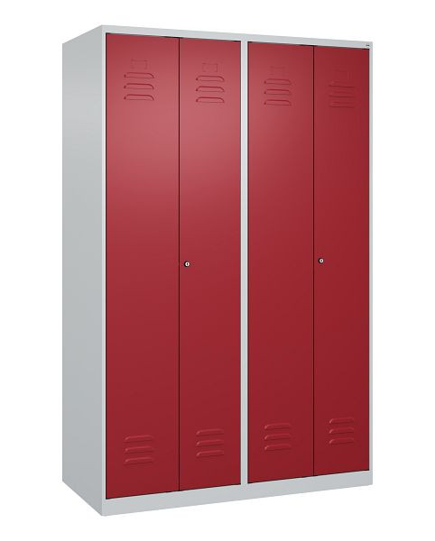 C+P Umkleidespind Classic PLUS, Doppel-Spind, 4 Abteile, 1850x1200x500mm, 7035/3003, Zylinderschlösser, 080002-40P S10004