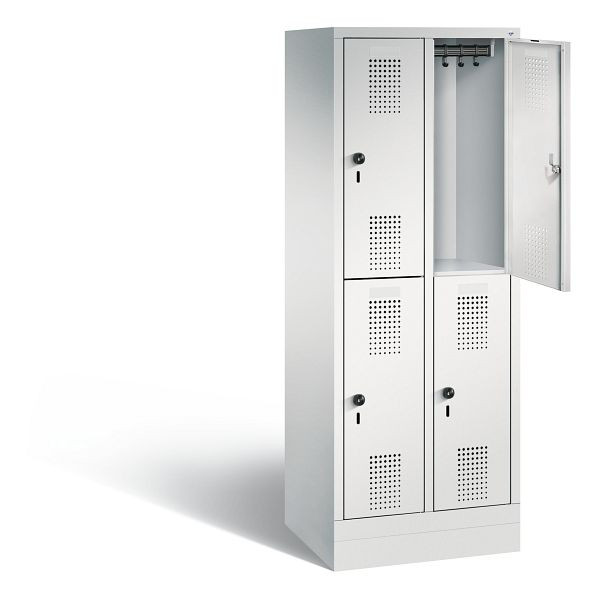 C+P schoolkluis dubbeldekker Evolo, H1600xB610xD500mm, kleur: lichtgrijs, 483206-20 S10033