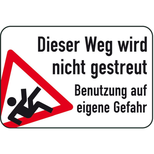 Stenen HGS winterbord/verkeersbord Dit pad wordt niet gestrooid - gebruik op eigen risico, 500x750mm, 14752