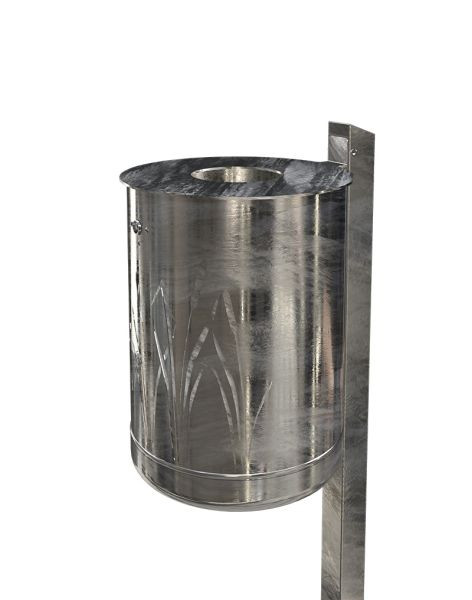 Renner staande afvalbak ca. 50 L, rietuitvoering met dekselschijf, thermisch verzinkt, thermisch verzinkt, 7039-60FV