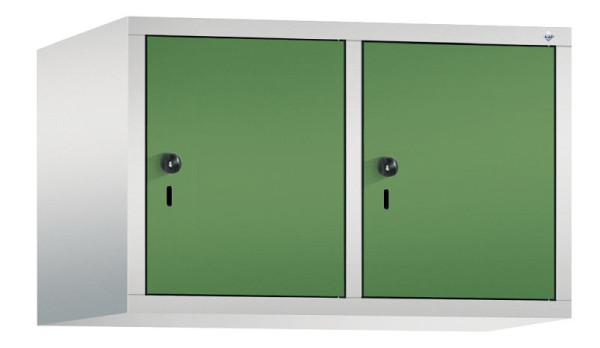C+P Aufsatz-Garderobenschrank Evolo, 2 Abteile, H500xB810xT500 mm, Lichtgrau/Resedagrün, 48090-22 S10010