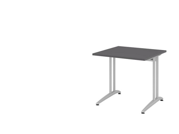 Hammerbacher bureau C-poot 80x80cm grafiet, horizontale kabelgoot, werkhoogte 72 cm, VBS08/G/S