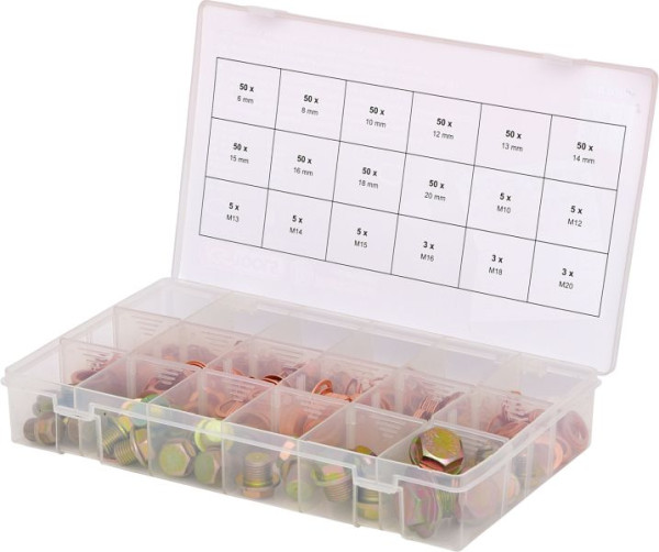 KS Tools assortiment oliecarterschroeven en afdichtringen, 534 stuks, 970.0200