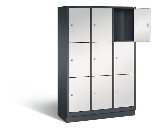 C+P lockerkast Evolo, H1800xB1200xD500mm, kleur: zwartgrijs/lichtgrijs, 48020-323 S10019