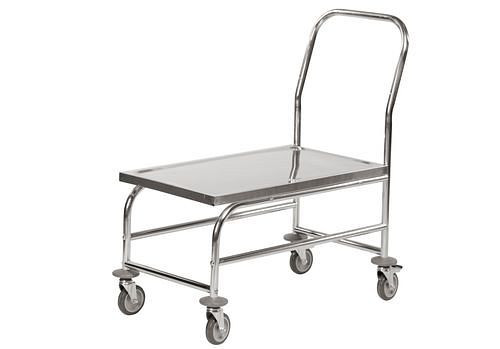 Kongamek RVS platformwagen KM, platformhoogte 495 mm, 100 kg, 850x490 mm, 4 zwenkwielen, rem, 255349