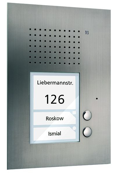 TCS audio voordeurstation serie PUK 2 belknoppen (rechts uitgelijnd), 1-koloms, UP RVS, PUK02/1-ES