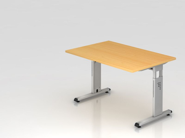 Hammerbacher bureau C-poot 120x80cm beuken/zilver, werkhoogte 65-85 cm, VOS12/6/S