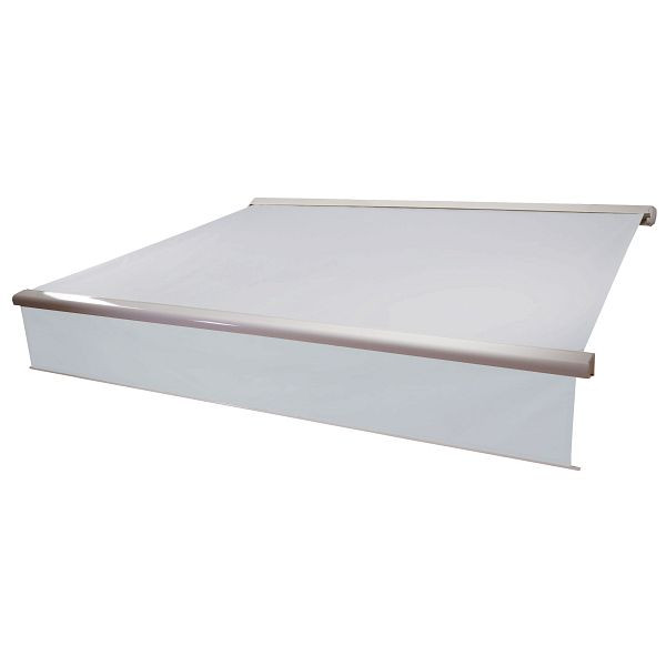 Mendler elektrische full cassette luifel T124, 4x3m uitschuifbare volant, acryl creme, 37854+34295+35606