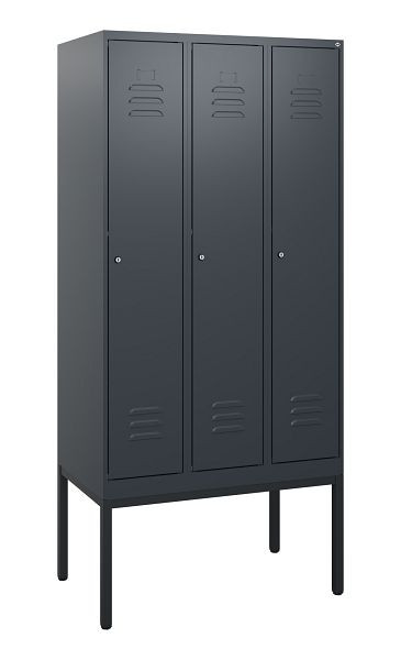 C+P Umkleidespind Classic PLUS, Gestell, 3 Abteile, 1950x900x500mm, 7016/7016, Zylinderschlösser, 0800305-30 S10027