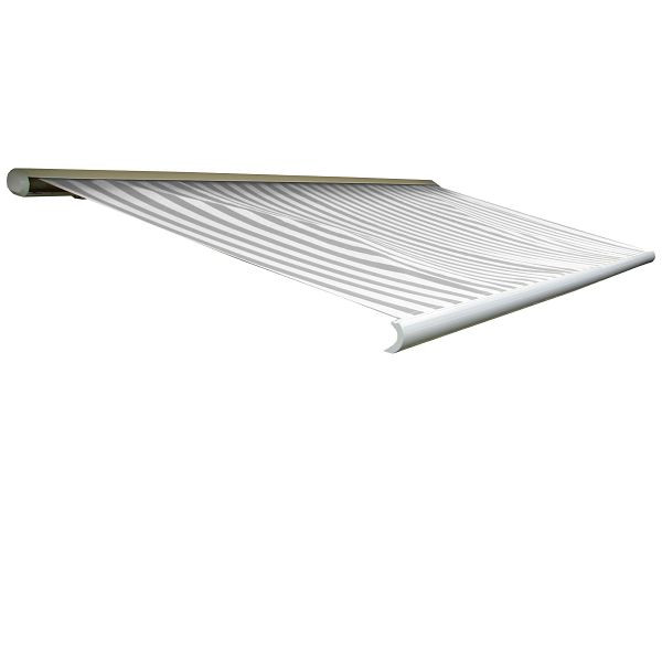 Mendler elektrische cassetteluifel T123, luifel volledige cassette 4,5x3m, acryl grijs/wit, 34354+34295+34432