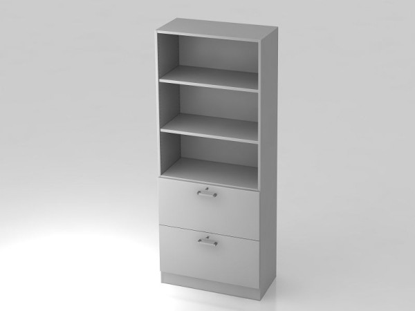 Hammerbacher kast 5OH, 2HR, onderzijde chroomgreep grijs/grijs, 80x42x200,4 cm (BxDxH), V7300/5/5/CE