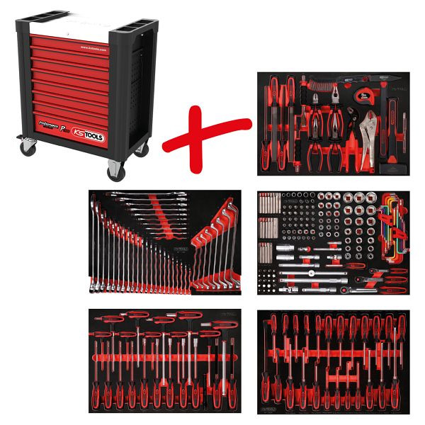 KS Tools PERFORMANCEplus werkplaatswagenset P10, met 262 gereedschappen en 5 laden, 810.5262