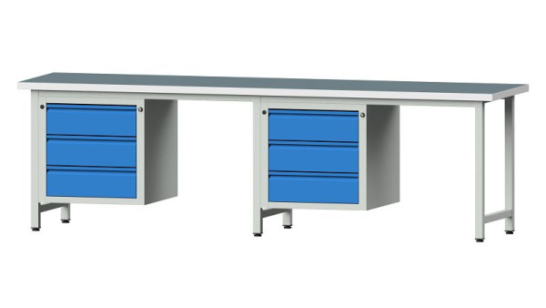 ANKE werkbanken Combinatie werkbank, model 736 E, 2800 x 700 x 840 mm, RAL 7035/5012, UBP 40 mm, 511.012