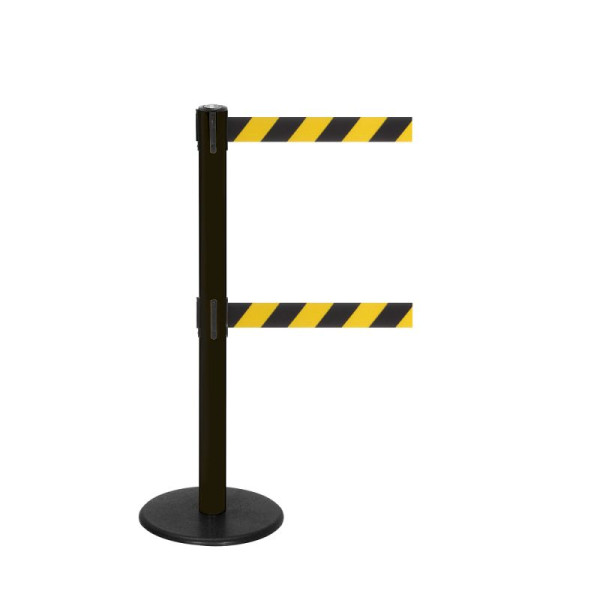 Stein HGS HGS personengeleidingssysteem -P-Line Duo-, zwart, zwart/geel diagonaal (gearceerd), met bandeindstuk (standaard), bandlengte: 2 x 4 m, 36405-0602