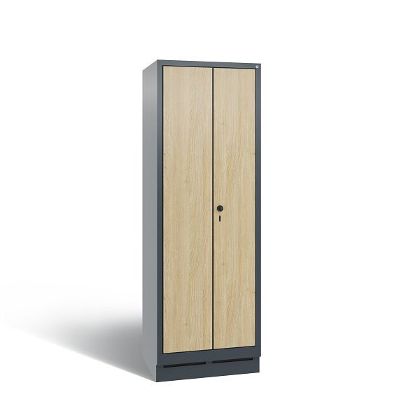 C+P locker Evolo, 2 compartimenten, H1800B610D500 mm, antraciet/HPL eiken, 48222-20B S10230