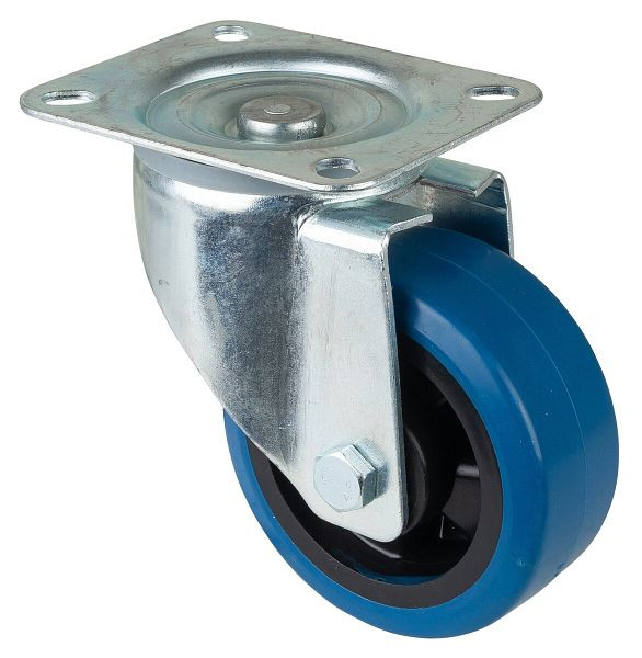 BS rollen transportrol, wielbreedte 50 mm, wiel-Ø 125 mm, draagvermogen 300 kg, blauwe elastische banden, kunststof wiellichaam, rollager, LSS400.B61.125