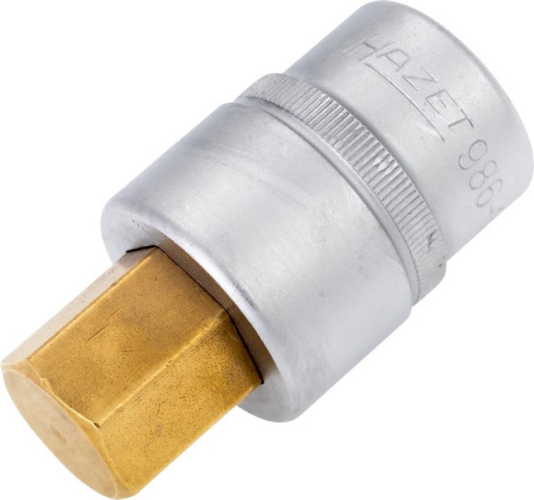 Hazet schroevendraaierdop, hol vierkant 12,5 mm, binnenzeskant profiel, 19 mm, korte uitvoering met karteling, 986-19