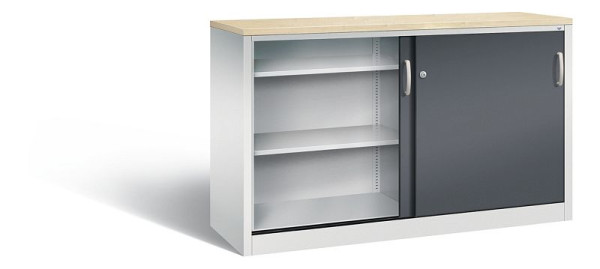 C+P dressoir met schuifdeuren Acurado, H1000xB1600xD500mm, kleur: lichtgrijs/zwartgrijs, beugelgreep, 2156-00 S10158