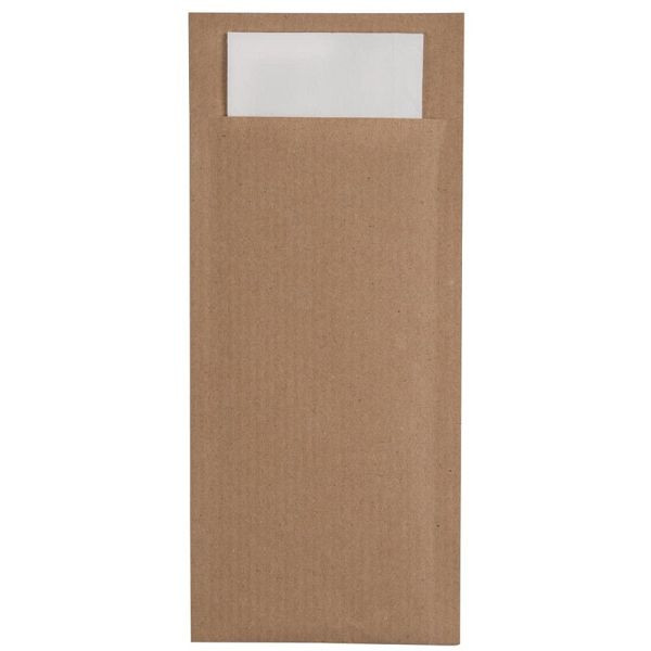 Europochette Bruin Bestekzakje met Wit Servet (Doos 500) (500 stuks), CK235