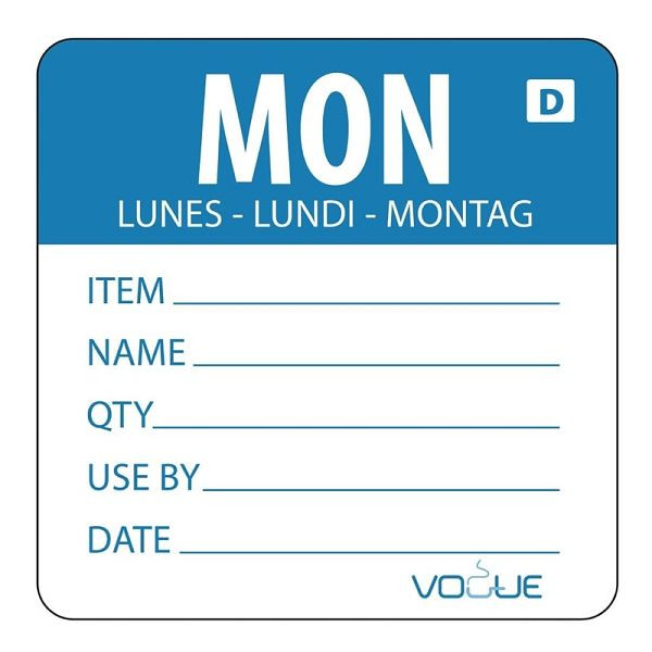 Vogue Uitwisbare Labels Maandag Blauw Pak van 500 GH351