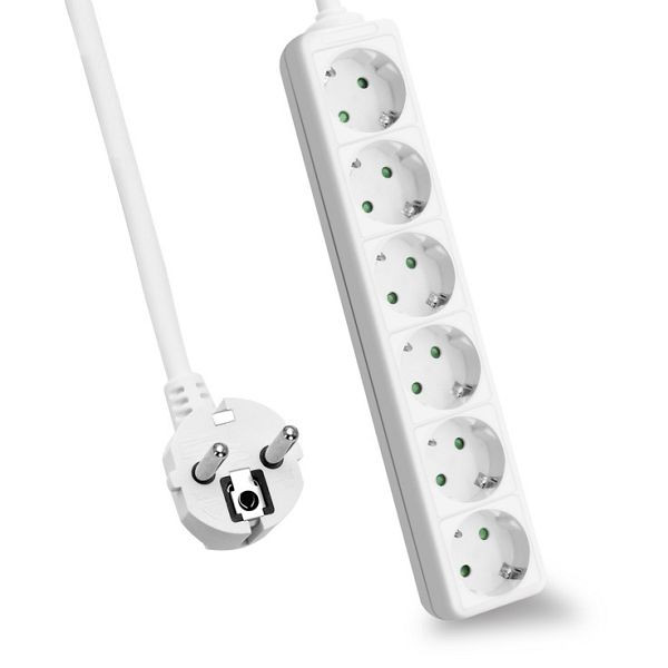 Helos stekkerdoos CLASSIC, 6-voudig, wit, 5,0m, zonder schakelaar, 262795