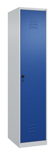 C+P luierkluis Classic PLUS met middenwand, 1850x400x500mm, 7035/5010, veiligheidsdraaigrendel, 080000-12F S10017