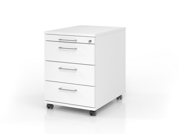 Hammerbacher rolcontainer AC30 BS, 58 diepte, romp: wit / voorkant: wit, 42,8 x 58 x 59 cm, 1/3/3/3 HE, VAC30/W/W/BS