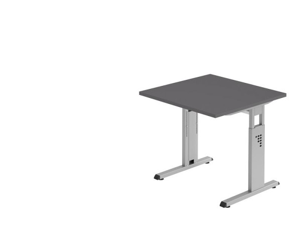 Hammerbacher bureau C-poot 80x80cm grafiet/zilver, werkhoogte 65-85 cm, VOS08/G/S