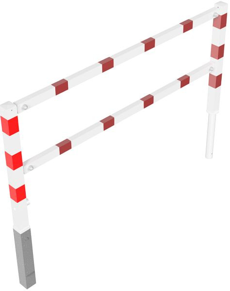 Schake slagboom met driehoekslot, draaibaar met boven- en knierail, thermisch verzinkt en wit gecoat, totale breedte: 2000 mm, 412_20B