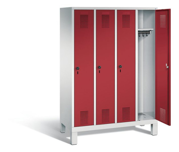 C+P schoolkluisje Evolo, H1650xW1190xD500mm, kleur: lichtgrijs/robijnrood, 480106-40 S10018