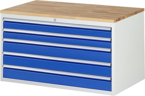 RAU ladekast serie 7000, B1145 x D650 x H645mm, laden: 2xH90, 3xH120 mm, massief beukenhouten blad, dikte 25mm, 03-XXL3.20A-B.11