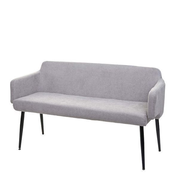 Mendler bank HWC-L13, eetkamerbank bank gestoffeerde bank garderobebank rugleuning armleuning stof/textiel 133cm, grijs, 98085
