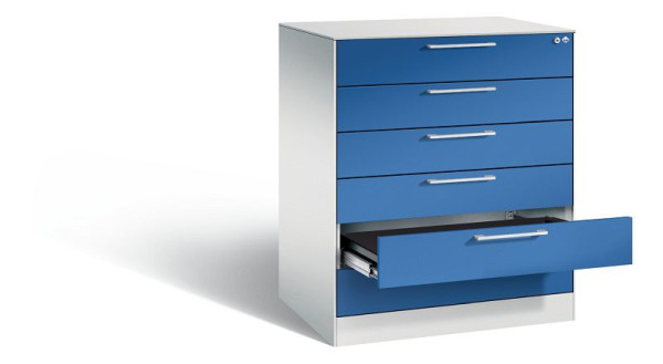 C+P archiefkast Asisto, H1010xB800xD600mm, kleur: lichtgrijs / gentiaanblauw, beugelgreep, 146243-624 S10012