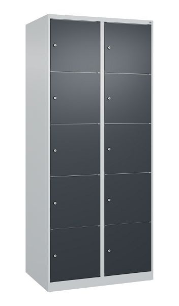 C+P Schließfachschrank Classic PLUS, 2 Abteile, 1850x800x500mm, 7035/7016, 080000-225 S10007
