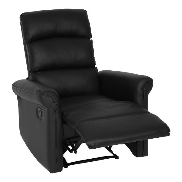 Mendler TV-fauteuil HWC-J96, relaxfauteuil, loungestoel, ligfunctie verstelbaar imitatieleer, zwart, 86225