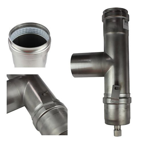 eka bakaansluiting Ø80mm, 90° drukdicht, aftakking Di 81 onderaan met RT bajonet + afsluitschroef 1/2", FERDI81