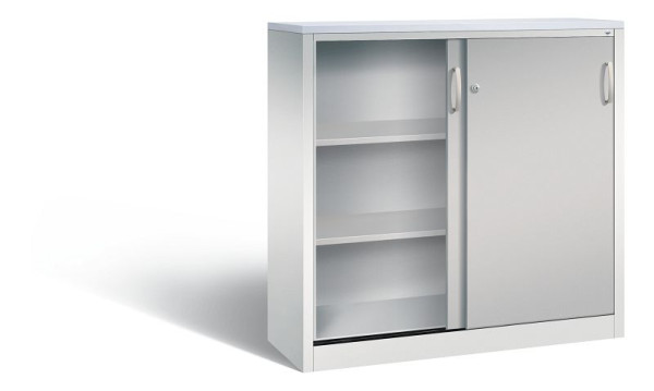 C+P dressoir met schuifdeuren Acurado, H1200xB1200xD400mm, kleur: lichtgrijs/wit aluminium, beugelgreep, 3 niveaus, 2047-1200 S10351
